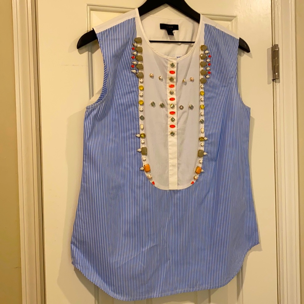Embellished Sleeveless Button Up